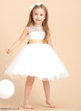 Neck Girl Cecelia Scoop Sleeveless - Knee-length With Satin/Tulle/Lace Dress A-Line Flower Girl Dresses Sash/Bow(s)/Back Flower Hole