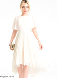 Neck Cocktail Dresses Scoop Cocktail Asymmetrical A-Line Dress Pleated Chiffon Paityn With