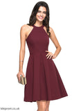 Scoop Crepe Ellie Cocktail Dresses Knee-Length Ruffle Stretch Neck Cocktail With A-Line Dress