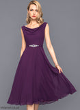 Sequins Beading Dress Neck Cocktail Cowl Chiffon Riley Cocktail Dresses With Knee-Length A-Line