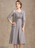 Mother Scoop Mother of the Bride Dresses With of Chiffon Neck Knee-Length Bride A-Line the Kristin Dress Ruffle Lace