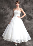 Satin Ankle-Length Ball-Gown/Princess Beading Dress Organza Strapless Valery With Wedding Dresses Lace Wedding