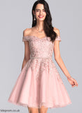 Ana A-Line Homecoming Dresses Lace Tulle With Short/Mini Homecoming Off-the-Shoulder Dress Beading