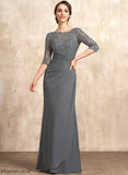 With Bride Lace the Neck Floor-Length Scoop Sheath/Column Chiffon Sariah Dress of Mother Mother of the Bride Dresses Ruffle