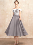 Off-the-Shoulder Dress Mother of the Bride Dresses Chiffon the Lace Mother Carolina of Tea-Length A-Line Bride