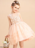 Dress Lace/Beading Flower Girl Dresses Sleeveless Neck Knee-length Tulle/Lace With Scoop Ball-Gown/Princess Flower Girl - Justine