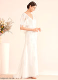 With Trumpet/Mermaid Train Wedding Dresses Chiffon Lace Wedding Dress Court V-neck Sash Joy