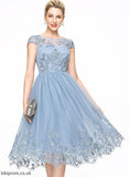A-Line Lace Dress Neck Sequins Homecoming Tulle Knee-Length With Pauline Homecoming Dresses Scoop