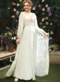 Lace V-neck Dress Wedding Dresses Split Rosalind Wedding Sequins Front Floor-Length A-Line With