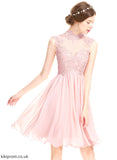 Knee-Length High Beading Annalise Dress Neck Lace A-Line With Chiffon Homecoming Dresses Homecoming