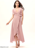 Cocktail Dresses Ruffle Asymmetrical V-neck Sariah Dress Cocktail Chiffon A-Line With