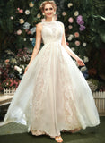Floor-Length Scoop With Neck Dress Wedding Wedding Dresses A-Line Janiah Lace