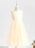 - A-Line Girl Flower Tulle Tea-length Flower Girl Dresses Sleeveless Annabel Dress Neck High