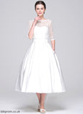 With Parker Sweetheart Wedding Dresses Wedding Tea-Length Pockets Dress Ball-Gown/Princess Satin