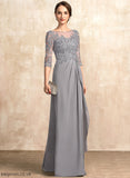 Mother Sequins of Chiffon A-Line Neck With Scoop Dress Bride Mother of the Bride Dresses Lace Floor-Length Cascading the Eve Beading Ruffles