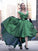 Elegant Sexy A-Line Deep V-neck Cap Sleeve High Low Green Taffeta Prom Dresses