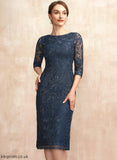 Dress Sheath/Column Knee-Length of Janey the Mother of the Bride Dresses Mother Lace Bride Scoop Neck
