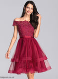 With Knee-Length Homecoming Dress Sequins Beading Homecoming Dresses Lace Off-the-Shoulder Tulle Iliana A-Line