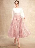 Dress Chiffon the Aleena With Neck A-Line Lace Tea-Length Scoop Mother Beading of Bride Mother of the Bride Dresses