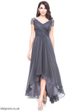 With the Mother V-neck Ruffle Tianna Mother of the Bride Dresses Sequins Bride Beading Dress Tulle A-Line of Asymmetrical