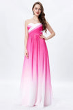 Elegant Ombre Light Plum Spaghetti Straps Sweetheart A-Line Chiffon Prom Dresses