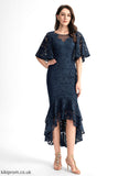 Scoop Lace Cocktail Dresses With Selena Ruffle Cocktail Dress Neck Trumpet/Mermaid Asymmetrical