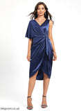 V-neck Pleated Cocktail Cocktail Dresses Dress Charmeuse Split Kelly Asymmetrical Front With Sheath/Column