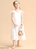 A-Line Dress - Chiffon/Satin Tea-length Sleeveless V-neck Flower Girl Dresses Girl Johanna Flower