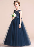 Sleeveless Satin/Tulle/Lace Flower Girl Dresses - Girl Flower A-Line Floor-length Dress Brooklyn Scoop Neck