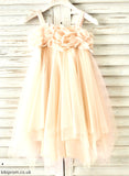 Tulle Girl A-Line/Princess Straps Flower Sleeveless Flower Girl Dresses With Knee-length Beading Dress - Chloe