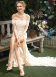 Wedding Wedding Dresses Dress Court Lace With Trumpet/Mermaid Train Split Off-the-Shoulder Front Zaniyah