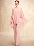 V-neck With of Bride Mother Floor-Length Dress Mother of the Bride Dresses Jumpsuit/Pantsuit Chiffon the Beading Harley
