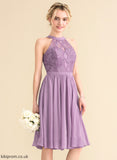 Justice With Neck Dress A-Line Knee-Length Homecoming Dresses Scoop Homecoming Lace Chiffon Lace