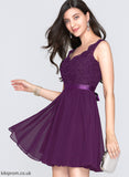 Dress Homecoming Dresses Chiffon A-Line With Lace Short/Mini Ariana Bow(s) Homecoming V-neck