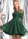 Scoop Homecoming Lace Homecoming Dresses Short/Mini Jordin A-Line Dress Sequins Lace With Neck