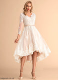 Tulle V-neck Wedding Dress Asymmetrical Eliana Lace Satin A-Line Wedding Dresses
