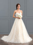 Wedding Train Ruffle Dress Lace Sweetheart With Ball-Gown/Princess Court Wedding Dresses Kaylen Tulle Beading