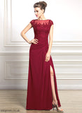 Mother of the Bride Dresses Split Ruffle Sequins Scoop the Lace Floor-Length Mother of Chiffon Neck With Victoria Beading Front Bride Sheath/Column Appliques Dress
