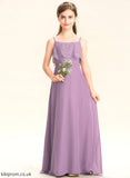 Neckline Chiffon A-Line Haylie Lace Floor-Length Junior Bridesmaid Dresses Square