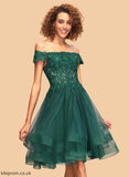A-Line Homecoming Dresses With Tulle Lace Homecoming Off-the-Shoulder Dress Knee-Length Yaretzi