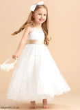 Flower A-Line/Princess Sleeveless Satin/Tulle/Lace With Ankle-length Flower Girl Dresses - Dress Scoop Rosalind Neck Girl Sash/Bow(s)