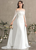 Lace Off-the-Shoulder Lace Wedding Dresses Emerson Court Sheath/Column Dress Chiffon Wedding Train With
