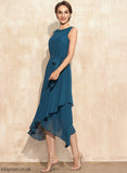 Neck Cascading Asymmetrical Chiffon Ruffles A-Line Cocktail Dresses Cocktail Scoop Beading Adelaide Dress With
