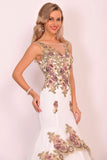 Prom Dresses Boat Neck Mermaid Tulle With Beads&Sequins