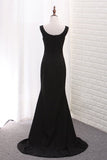 New Arrival Square Neck Evening Dresses Satin Mermaid Sweep