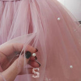 Lovely Pretty Pink Round Neck Tulle Flower Girl Dresses, Cheap Wedding Little Girl STB15258