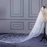 3M Tulle Ivory Wedding Veils with Appliques, Fashion Hand Made Flowers Wedding Veils STB15544
