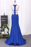 Open Back Mermaid Straps Evening Dresses Satin With