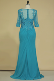 Scoop With Applique & Beads Mother Of The Bride Dresses Chiffon Mid-Length