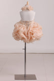 Halter Organza With Beading Flower Girl Dresses Ball Gown Knee Length